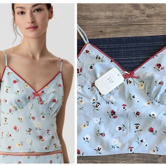 Doen Tops - New DOEN Floral Camisole Top with Red Accents